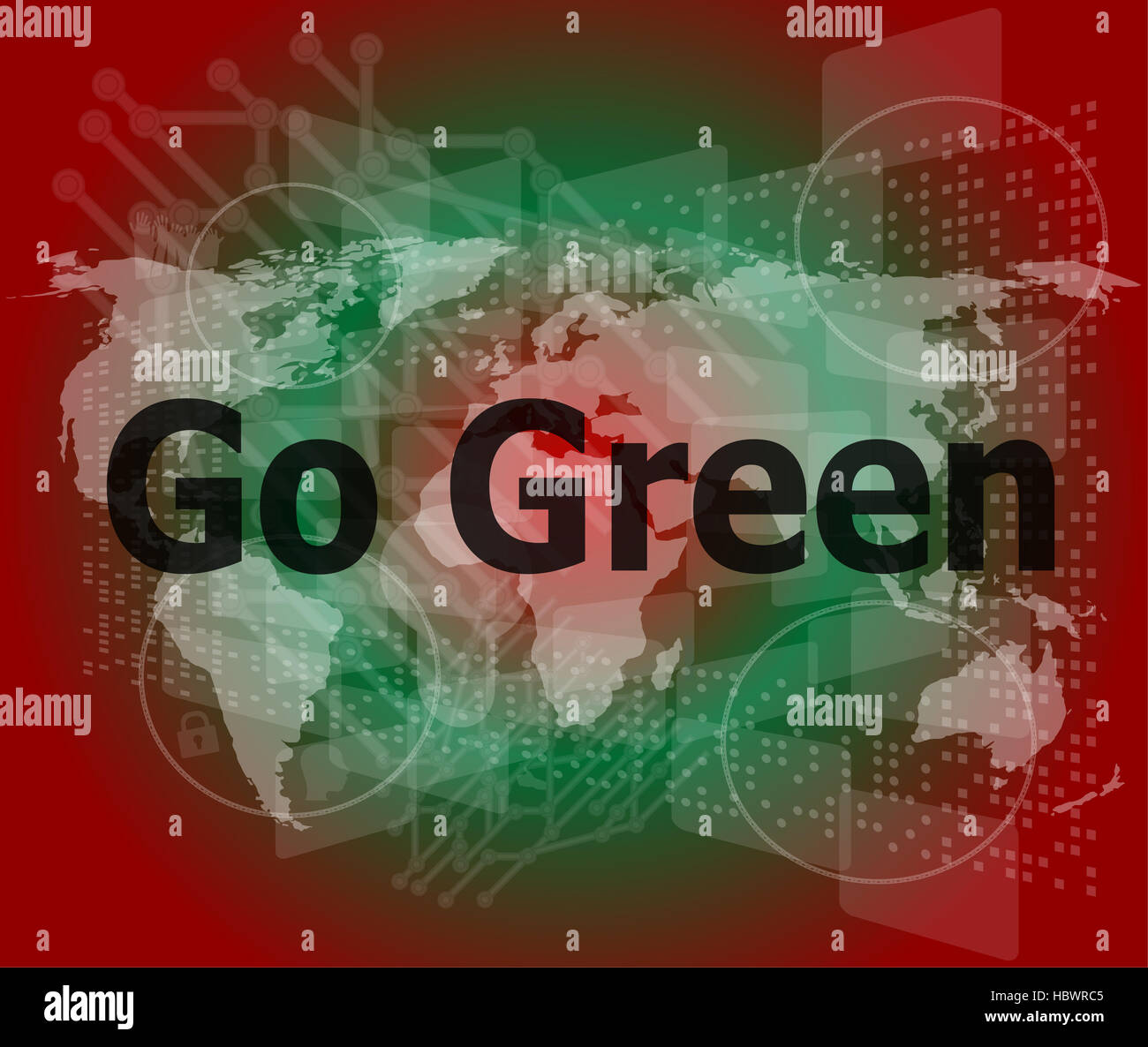 Écran tactile avec message - Passez au vert Banque D'Images