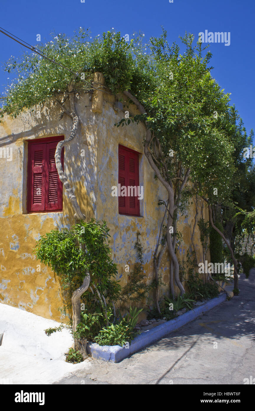 Plaka, Athènes, vue sur rue Banque D'Images