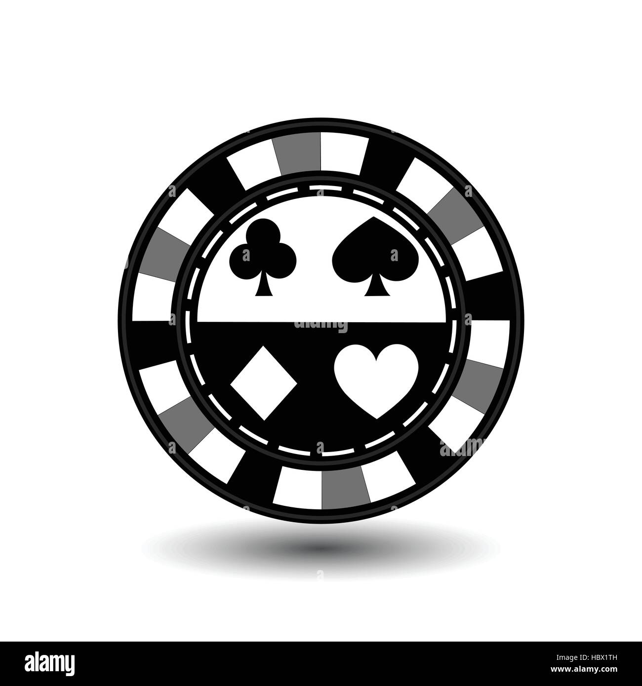 Jetons de poker pour chat gris au milieu de diamants et des rectangles avec un côté. rond et blanc pointillé ligne. Une icône sur l'isolé blanc backgroun Illustration de Vecteur