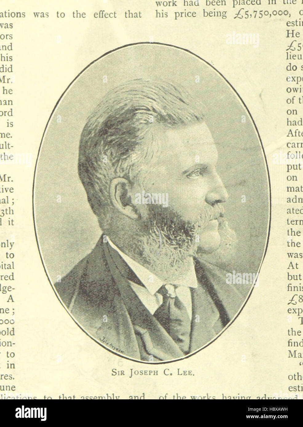 Cette image montre une vue historique de la page 8 de l'histoire illustrée du canal maritime de Manchester, représentant le canal, les structures industrielles environnantes et les premières caractéristiques techniques pertinentes pour la construction et l'exploitation du canal. Banque D'Images