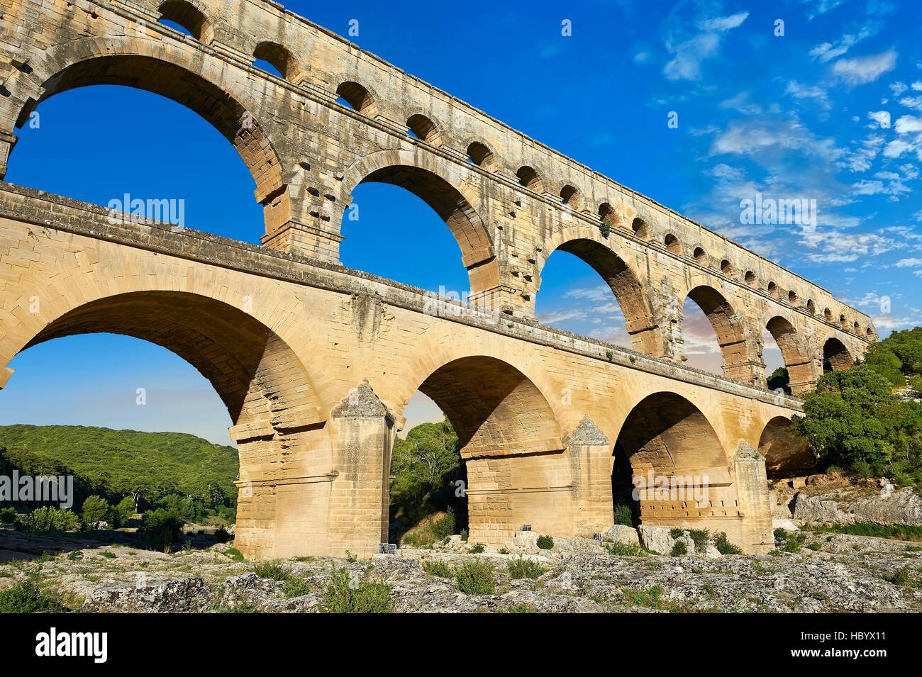 Aqueduc romain, le pont du Gard, Nîmes, france Banque D'Images