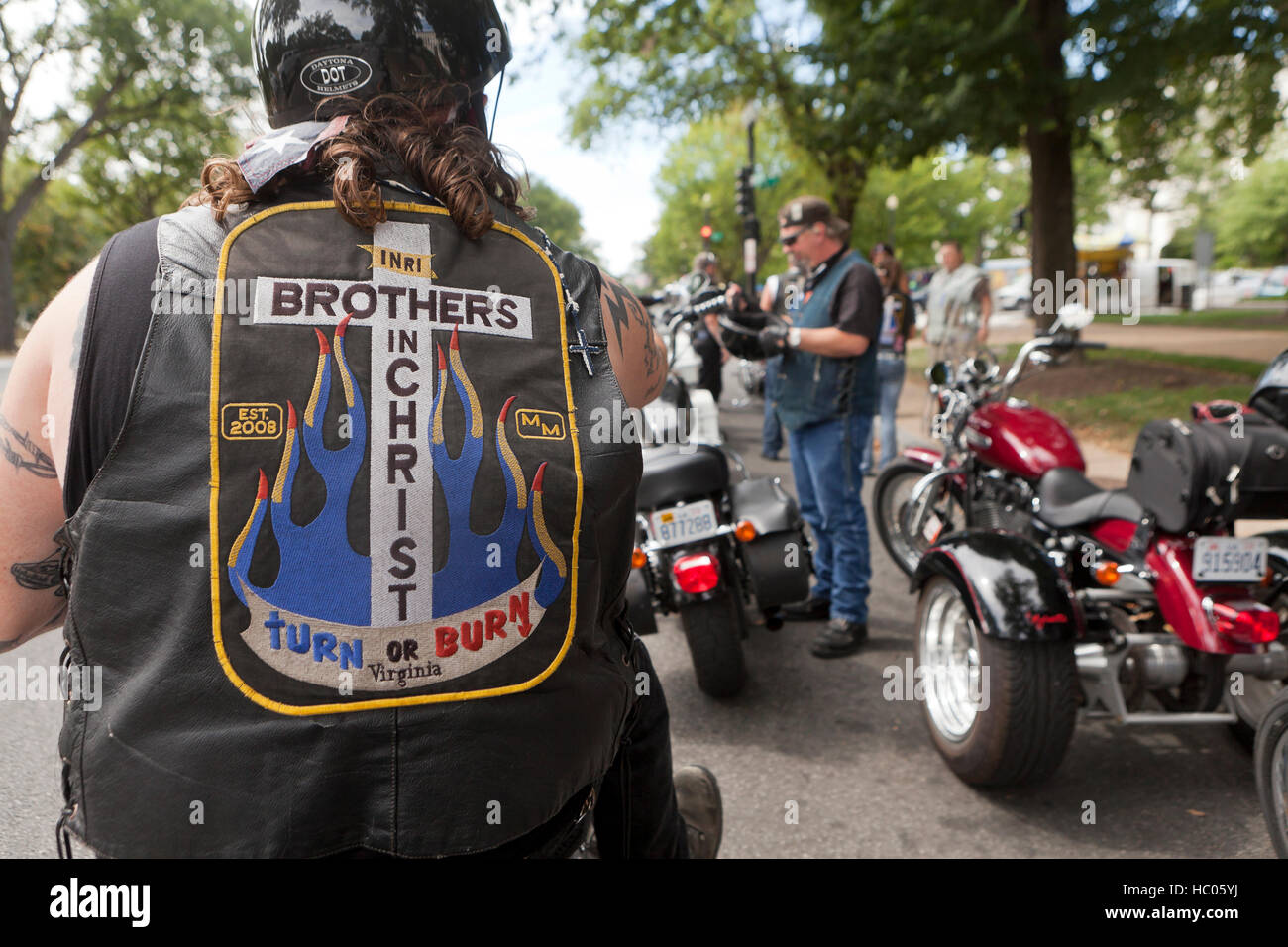 Christian Harley Davidson club moto veste membre - USA Banque D'Images