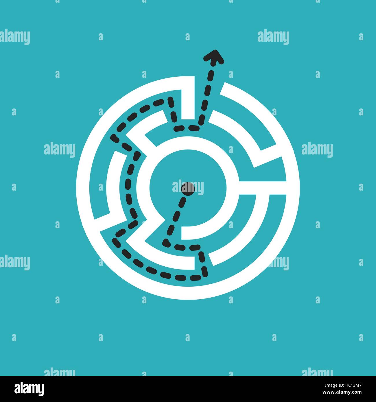 Labyrinthe circulaire simple isolé sur fond bleu Illustration de Vecteur