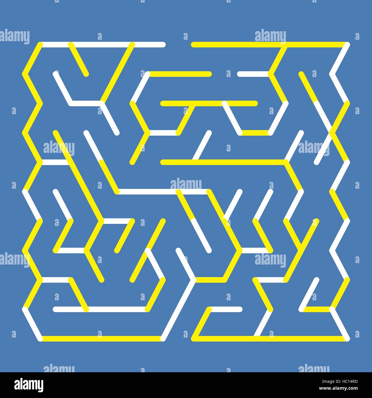 Labyrinthe rectangulaire à la mode isolé sur fond bleu Illustration de Vecteur