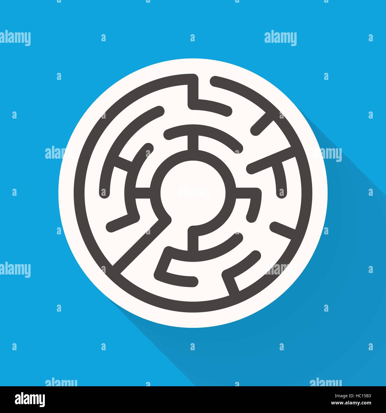 Labyrinthe circulaire attrayante isolé sur fond bleu lumineux Illustration de Vecteur