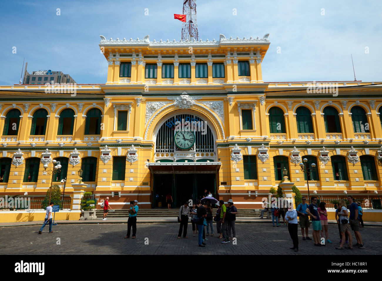 Poste Centrale historique conçu par Gustave Eiffel, Ho Chi Minh Ville (Saigon), Vietnam Banque D'Images