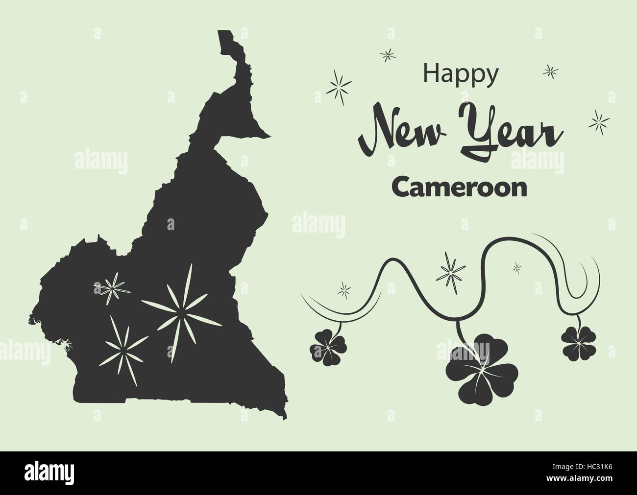 Happy New Year illustration thème avec carte du Cameroun Illustration de Vecteur