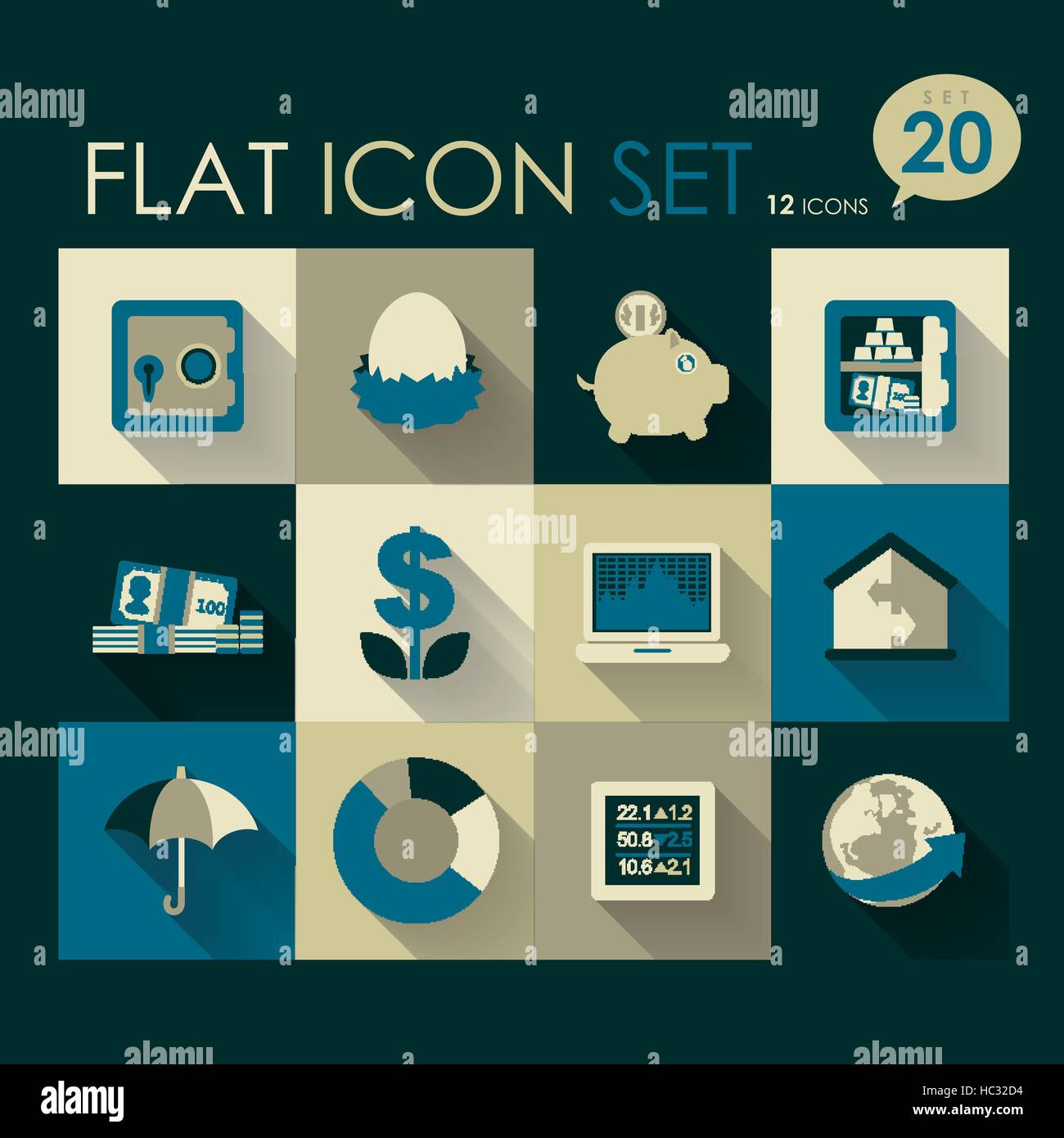 Finance & investment Icon Set vector design plat Illustration de Vecteur