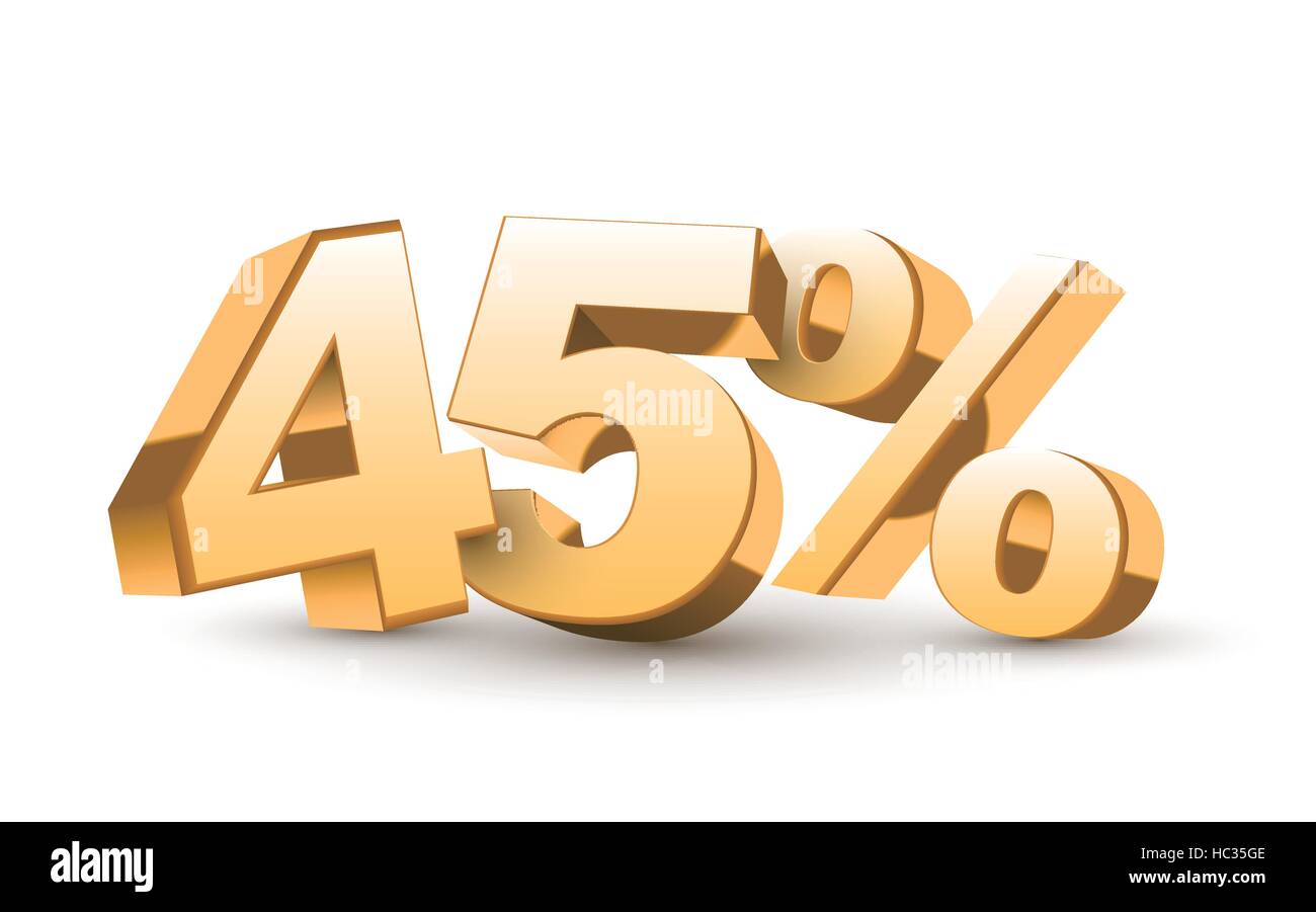 Brillant or 3d collection d'escompte - 45 % isolé sur fond blanc Illustration de Vecteur