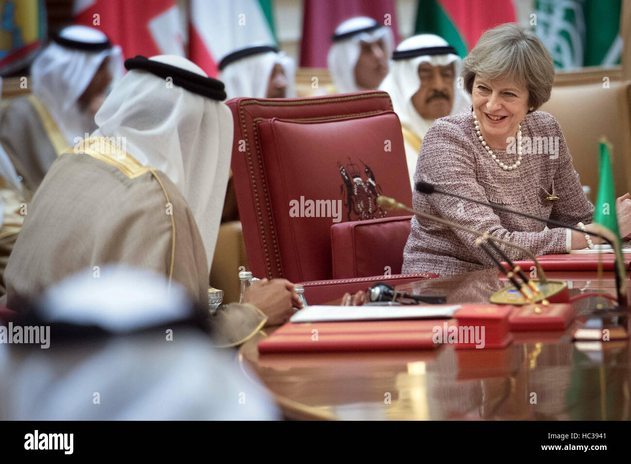 Premier ministre Theresa peut assiste à une séance de travail de la réunion du Conseil de coopération du Golfe à Manama, Bahreïn. Banque D'Images