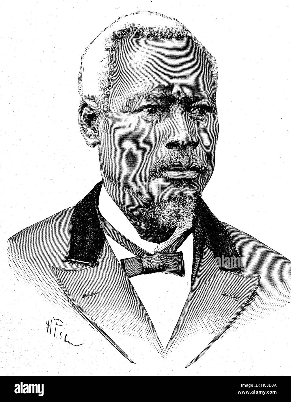 Louis Mondestin Florvil Hyppolite, 1828 - 1896, le président d'Haïti du 17 octobre 1889 au 24 mars 1896, l'illustration historique, gravure sur bois, 1890 Banque D'Images