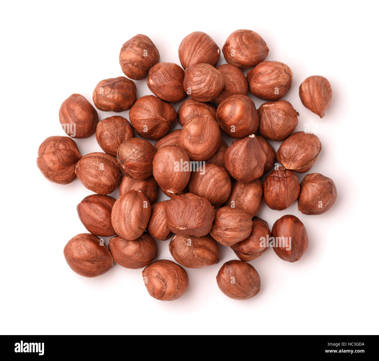 Vue de dessus les noisettes isolated on white Banque D'Images