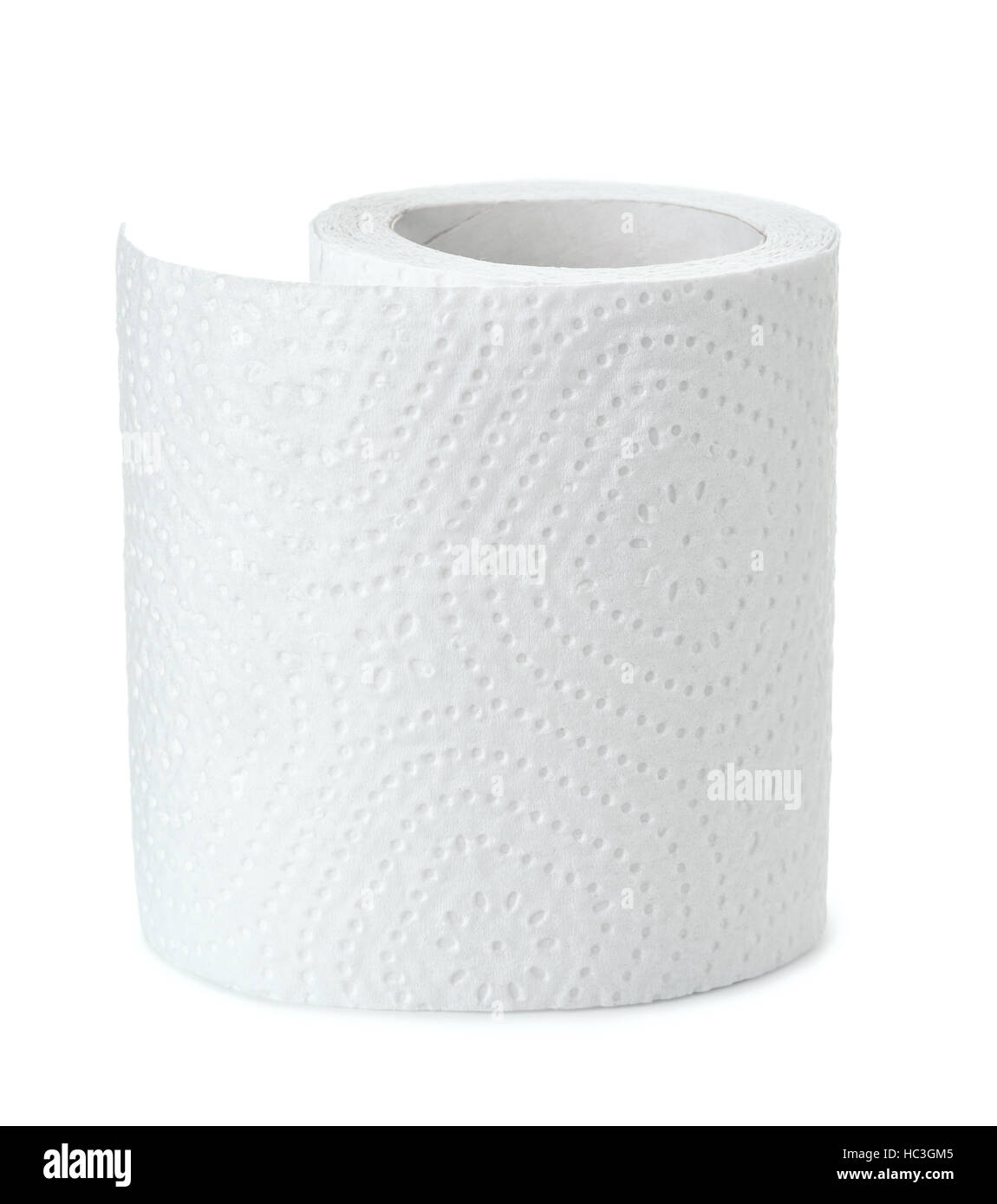 La moitié du rouleau de papier toilettes blanc isolated on white Banque D'Images