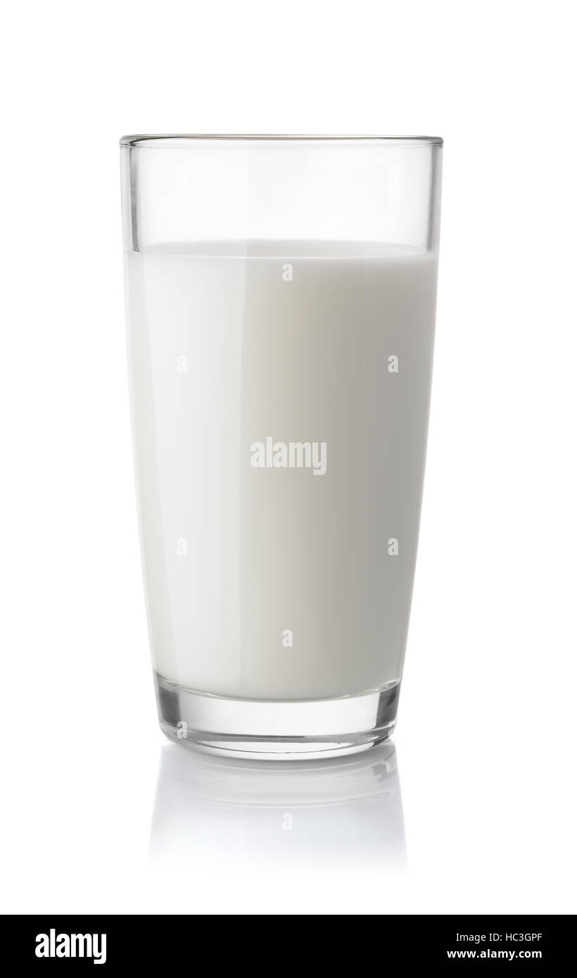 Verre de lait isolated on white Banque D'Images