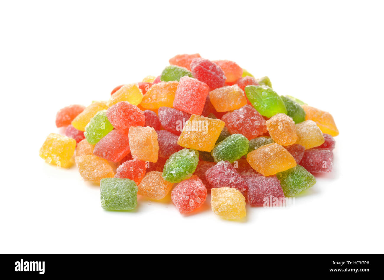 Pile de fruits bonbons isolated on white Banque D'Images