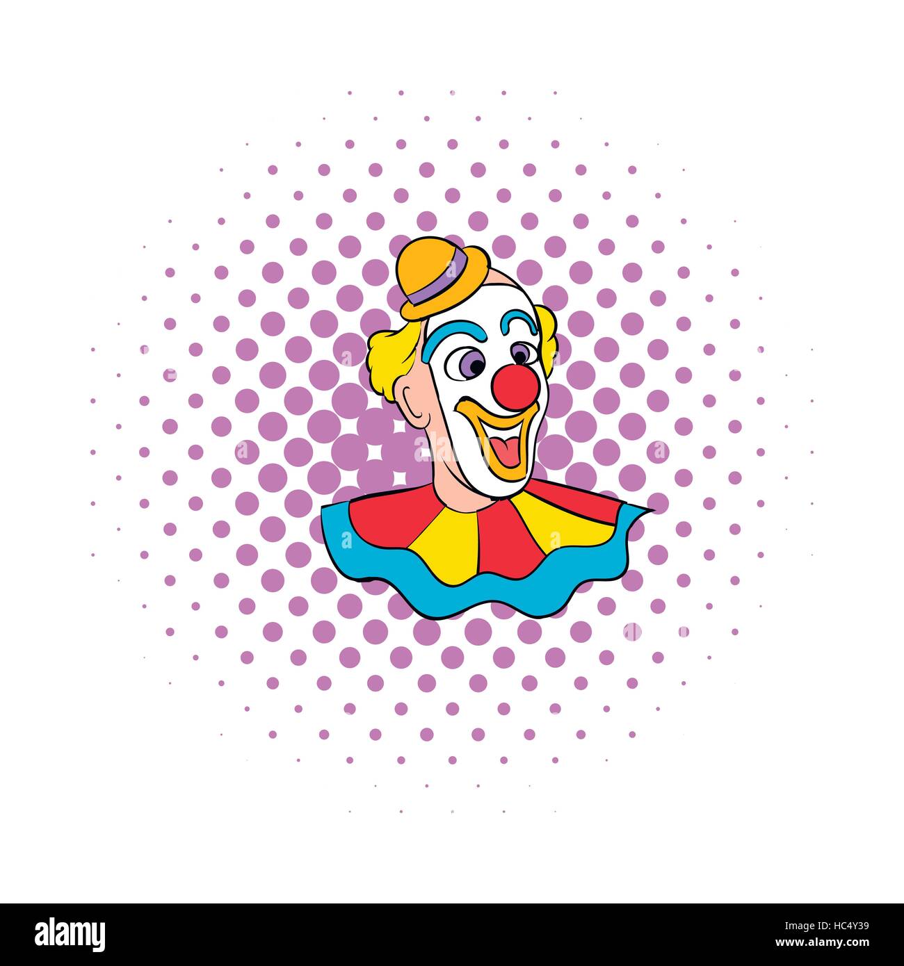 Face à l'icône de la bande dessinée de clown Illustration de Vecteur