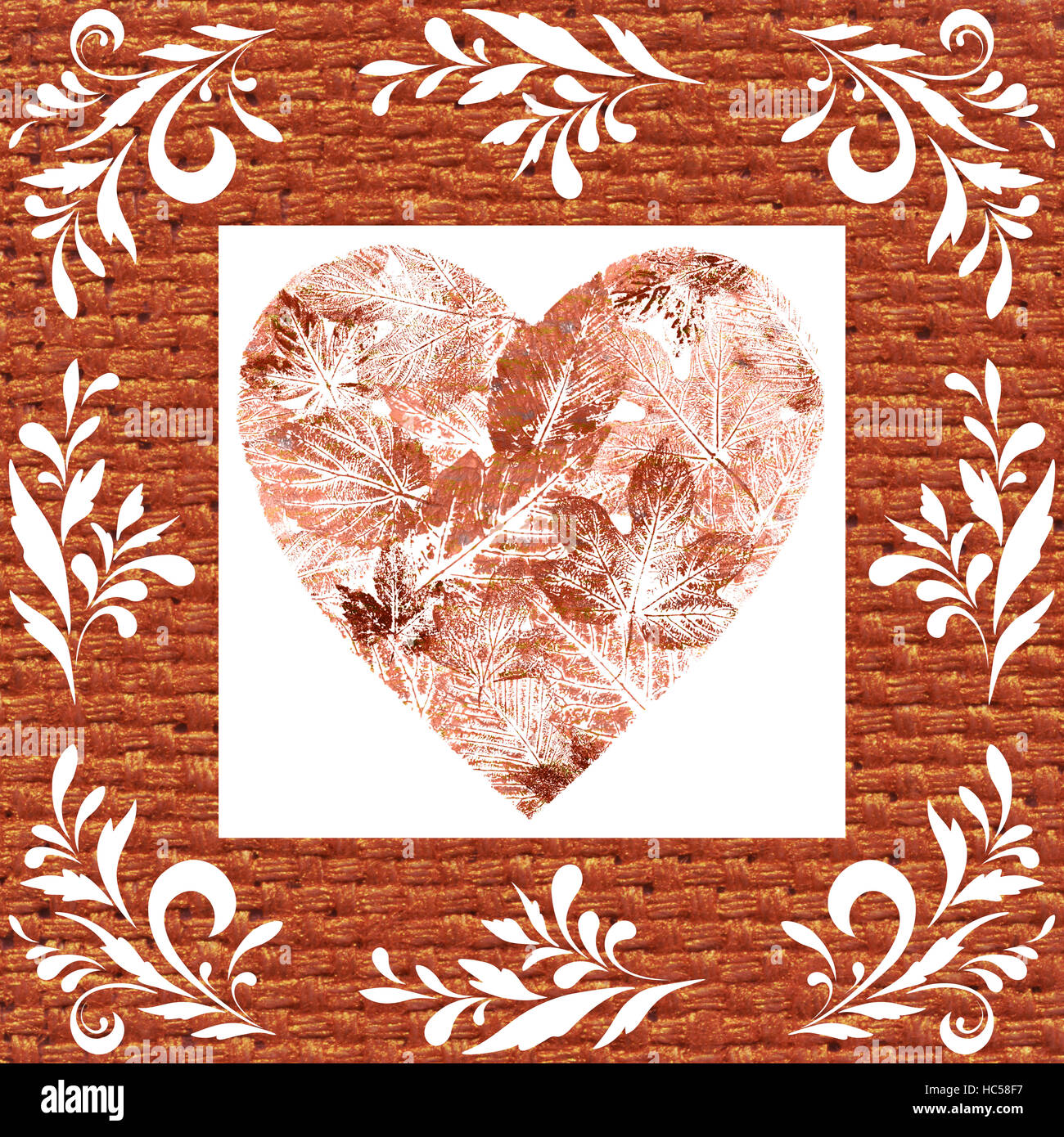 Coeur de feuilles, Aquarelle Banque D'Images