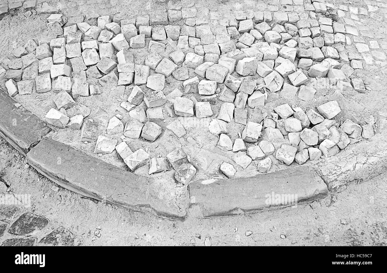 La construction d'un trottoir urbain détruit crawl Banque D'Images