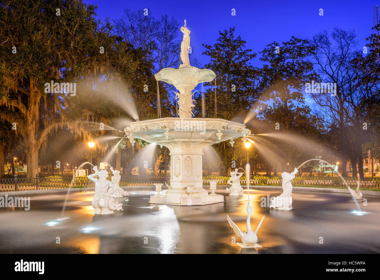 Savannah, Georgia, USA à Forsyth Park fontaine. Banque D'Images