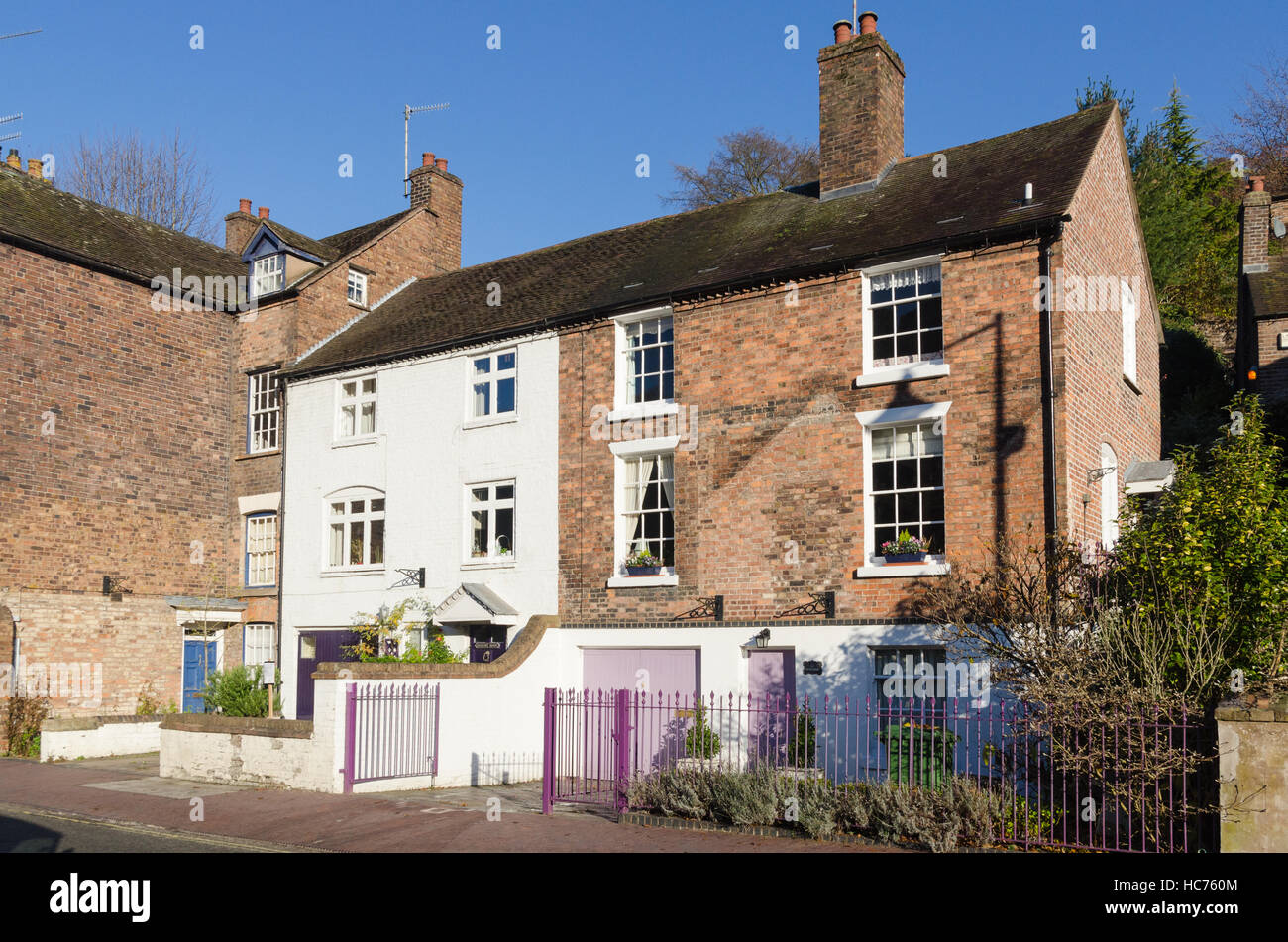 Des maisons de brique élégant dans le Shropshire, Ironbridge Banque D'Images