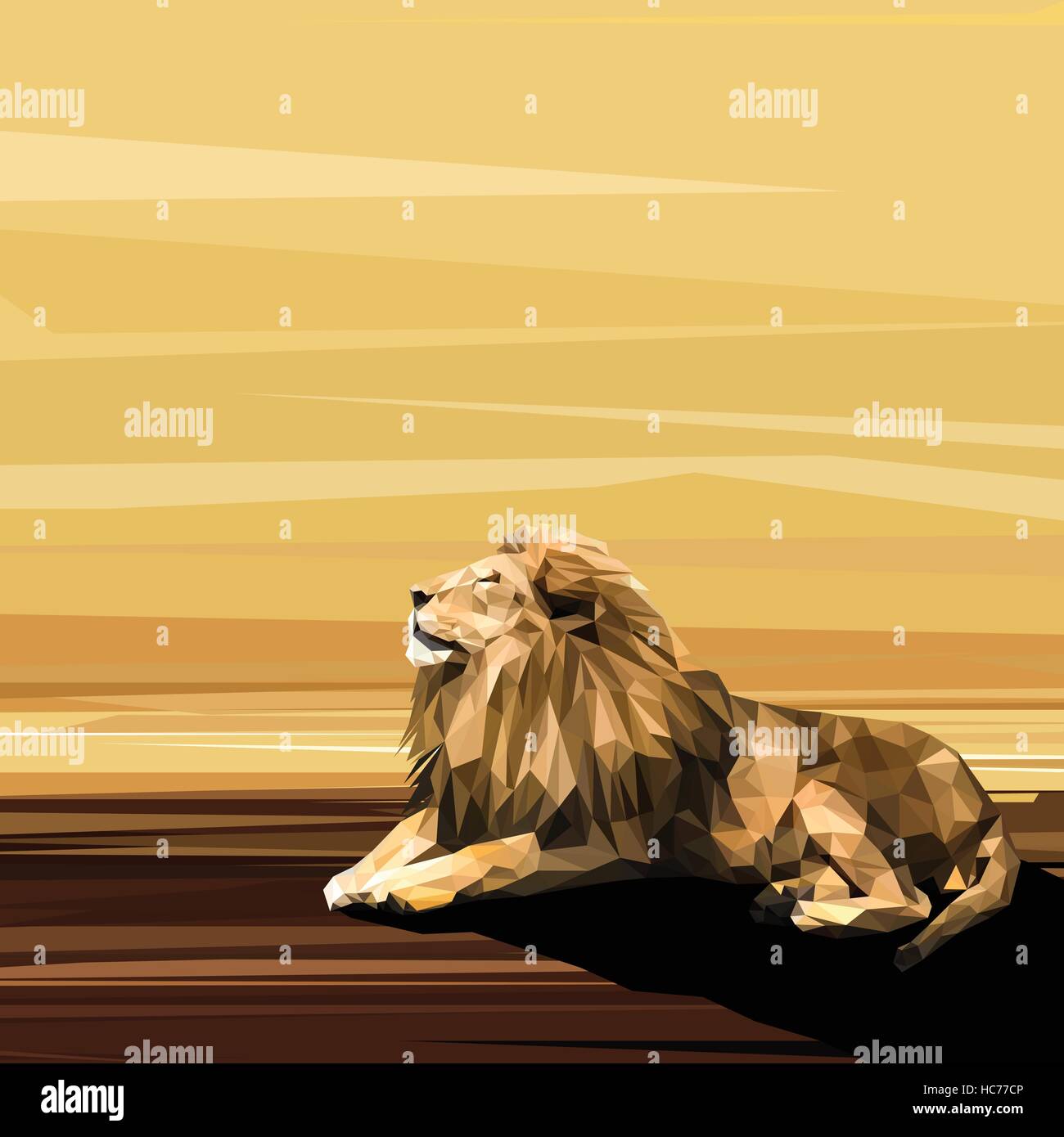 Lion sur faible soleil design poly. Illustration vecteur de triangle Illustration de Vecteur
