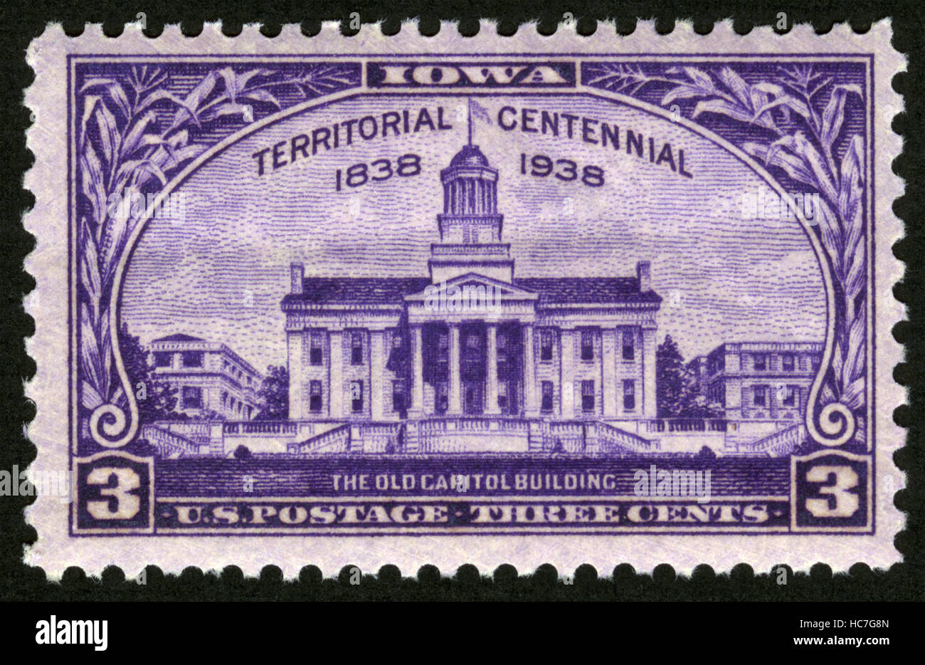 US,vers 1938, timbre-poste, territoriaux, du centenaire 1838-1938, l'ancien  bâtiment de Capitol Photo Stock - Alamy
