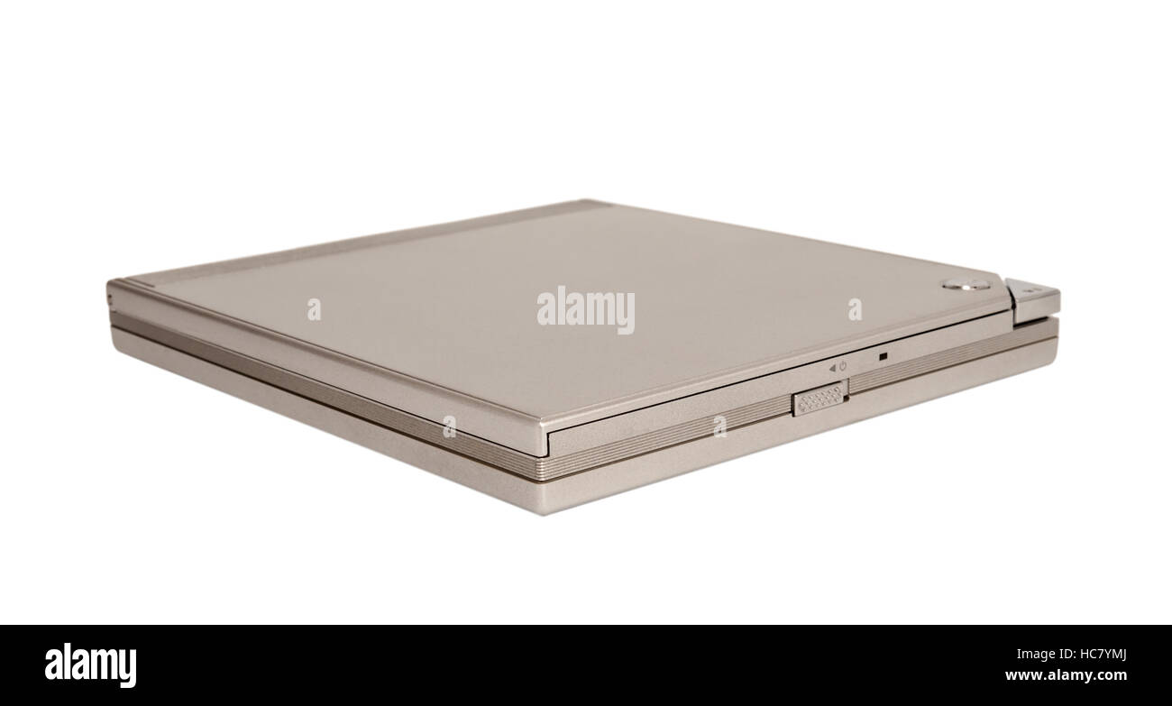 CD slim externe portable DVD isolé sur fond blanc Banque D'Images