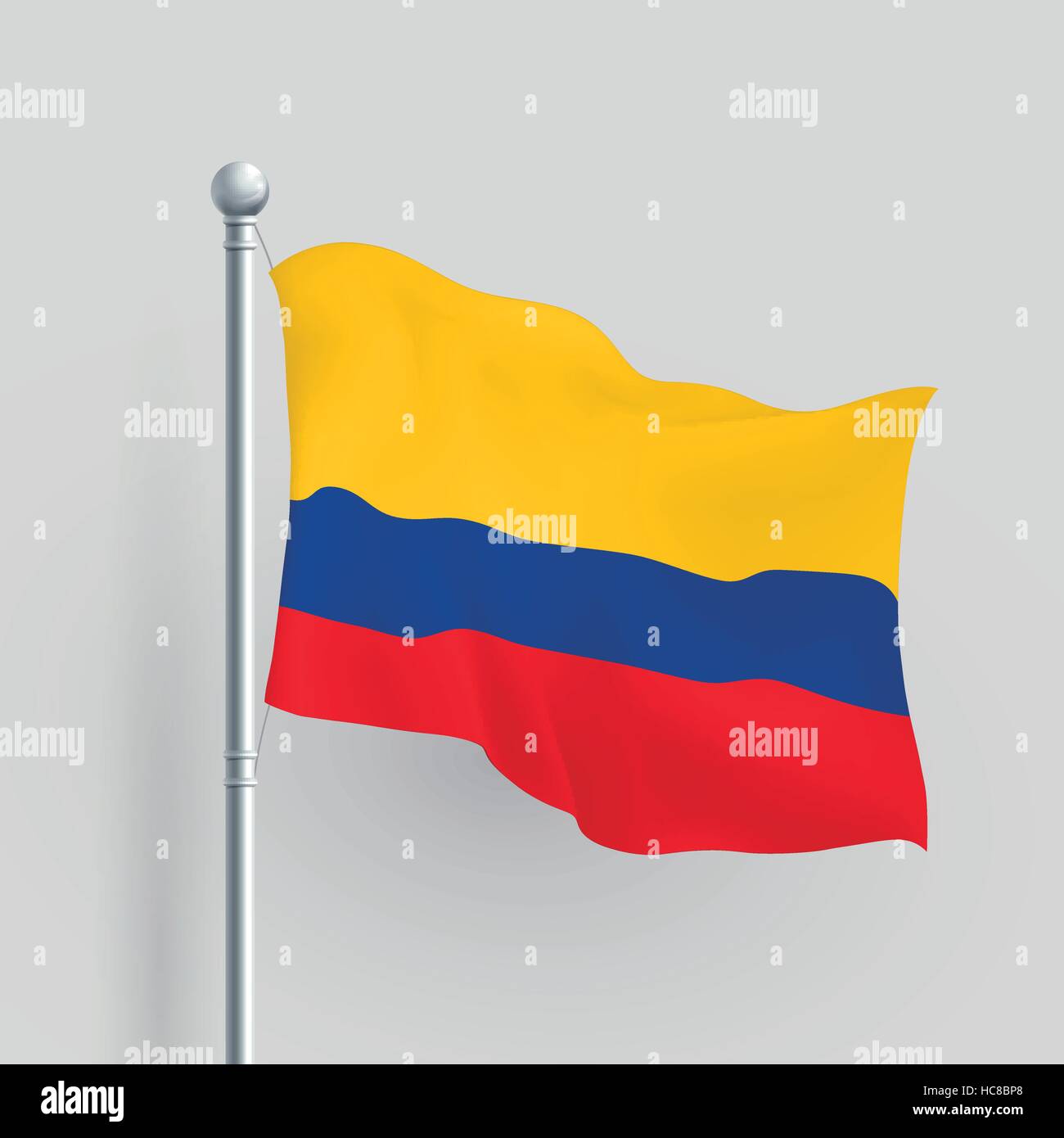 Drapeau Colombie 3D de vecteur soufflant dans une brise Illustration de Vecteur
