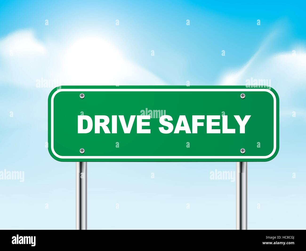 Conduire en toute sécurité 3d road sign isolé sur fond bleu Illustration de Vecteur