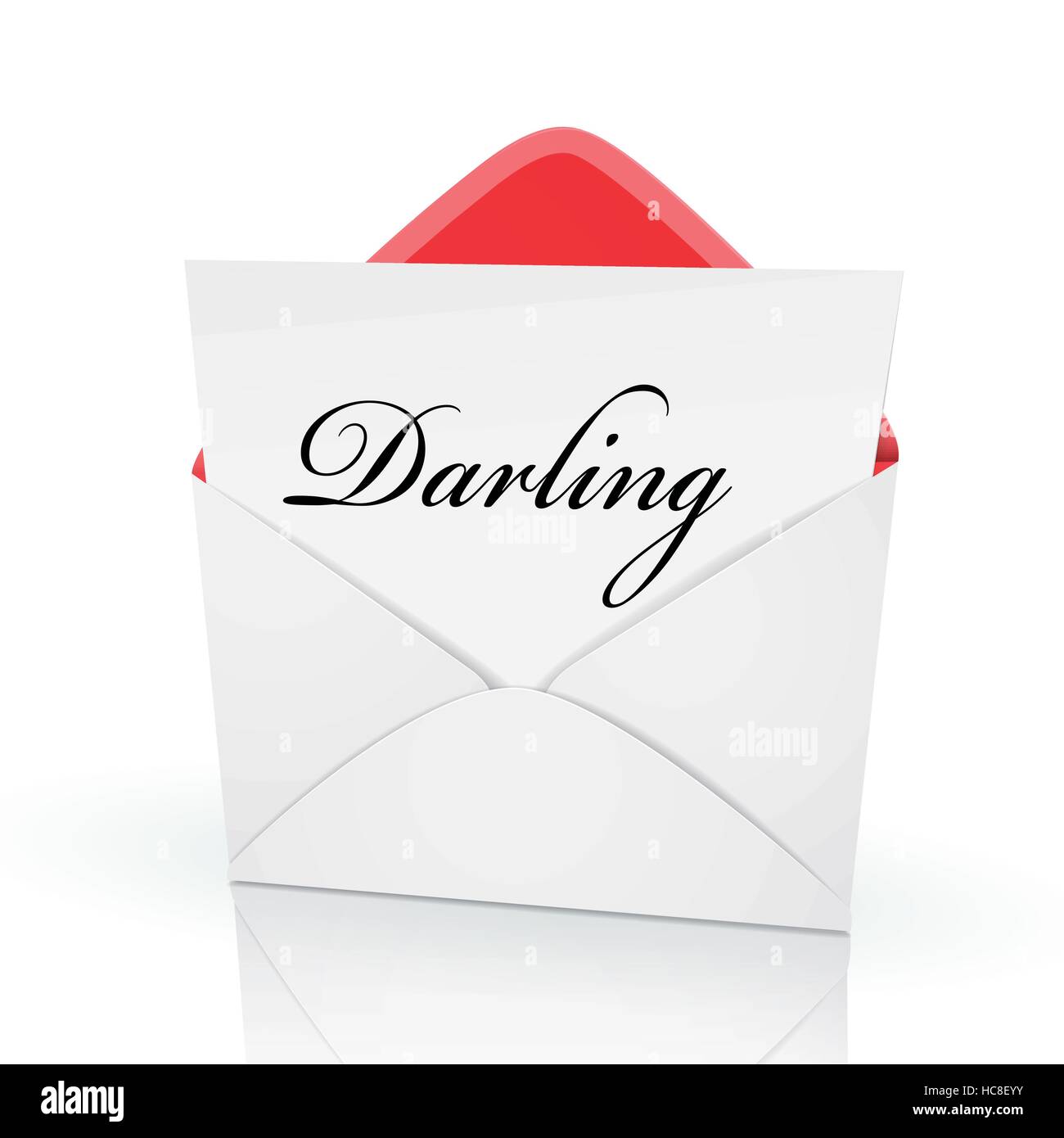 Le mot darling sur une carte dans une enveloppe Illustration de Vecteur