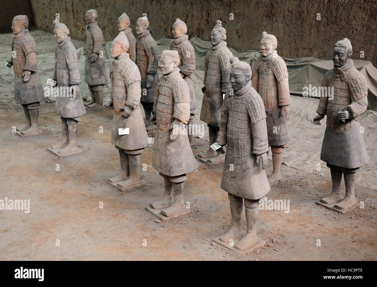 L'Armée de terre cuite, des sculptures de guerriers enterrés avec le premier empereur de Chine, Qin Shi Huang. Banque D'Images