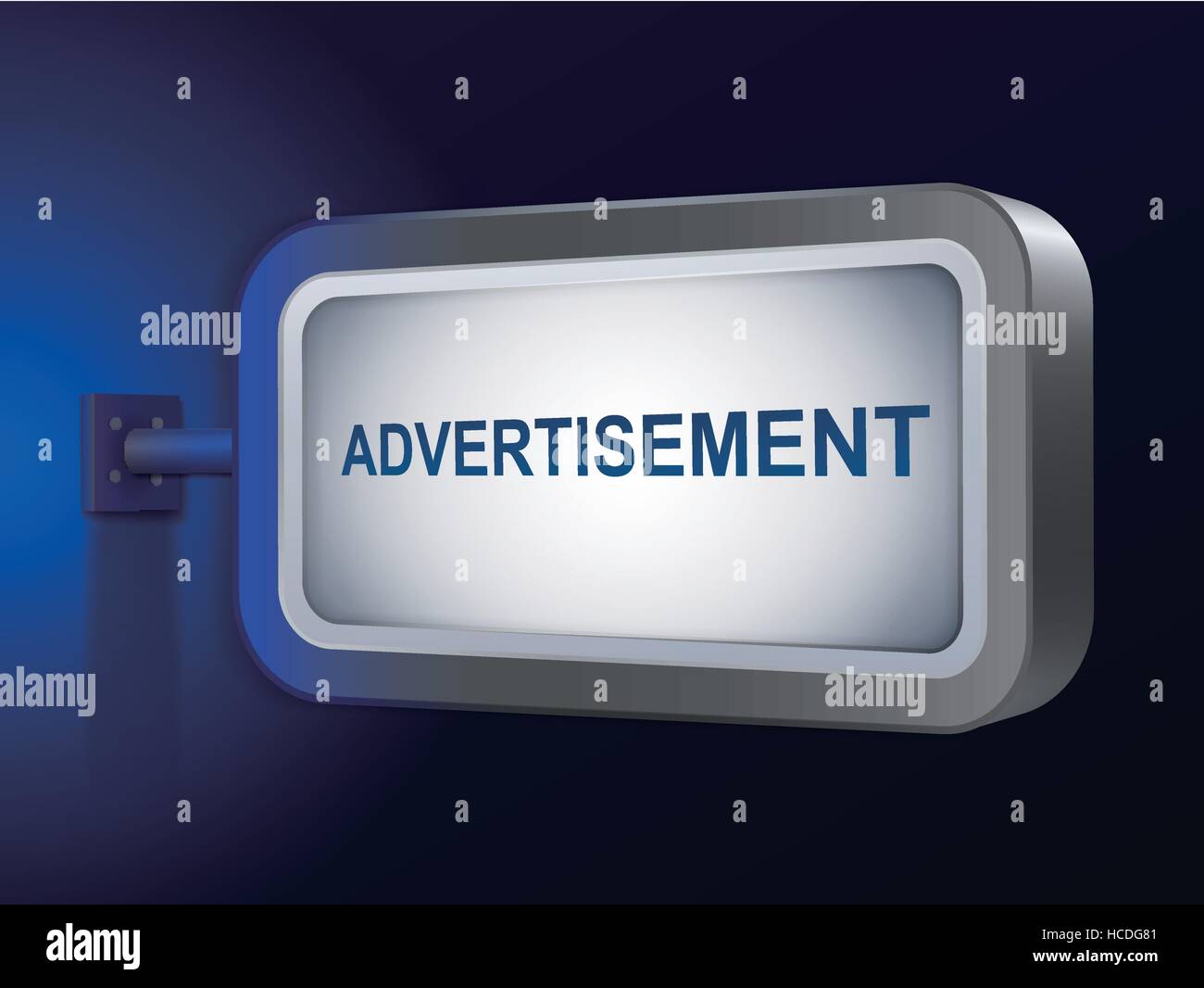 Publicité mot sur billboard sur fond bleu Illustration de Vecteur