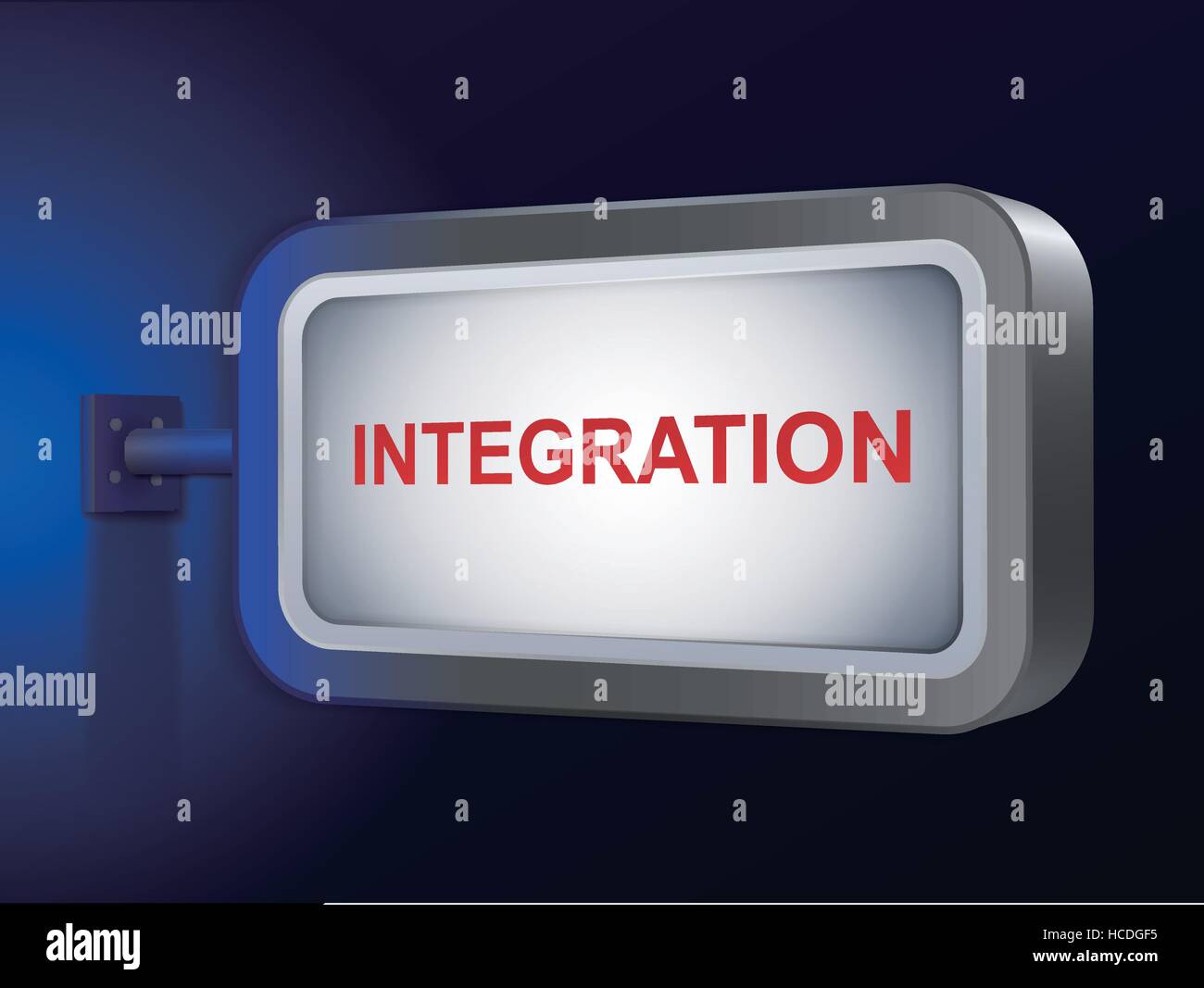 Mot d'intégration sur billboard sur fond bleu Illustration de Vecteur