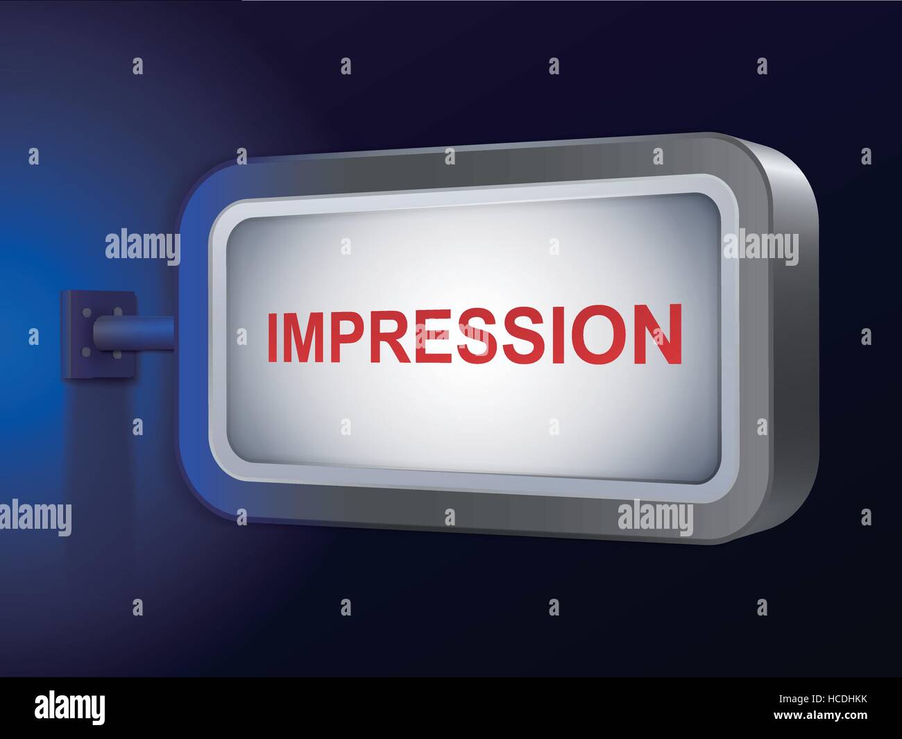 Impression word sur billboard sur fond bleu Illustration de Vecteur