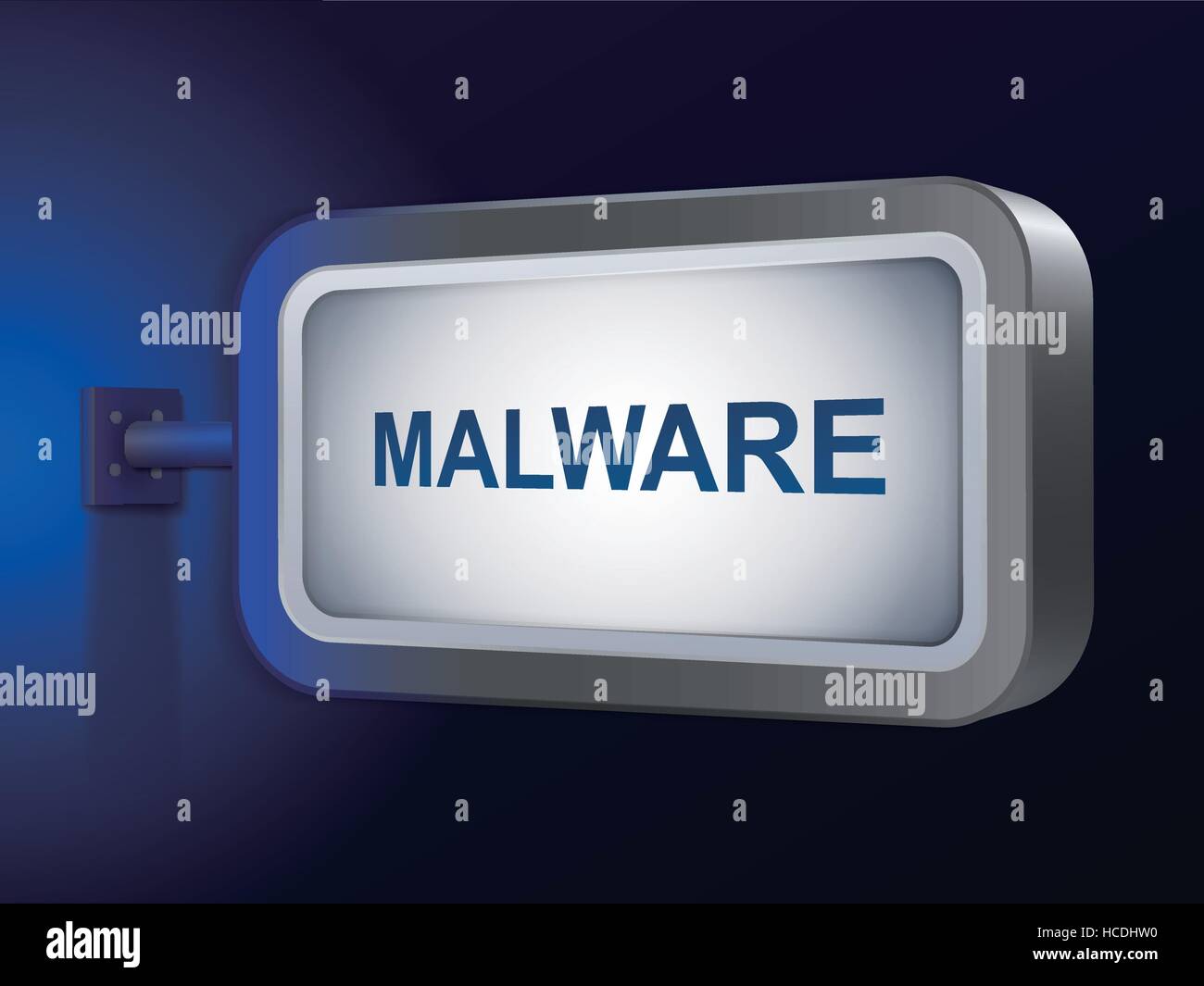 Mot de malware sur billboard sur fond bleu Illustration de Vecteur