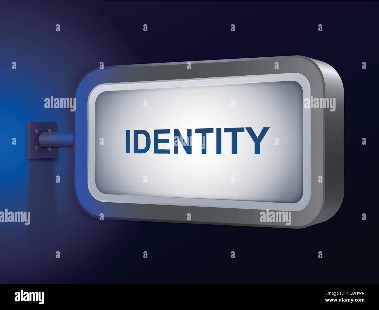 Mot d'identité sur billboard sur fond bleu Illustration de Vecteur
