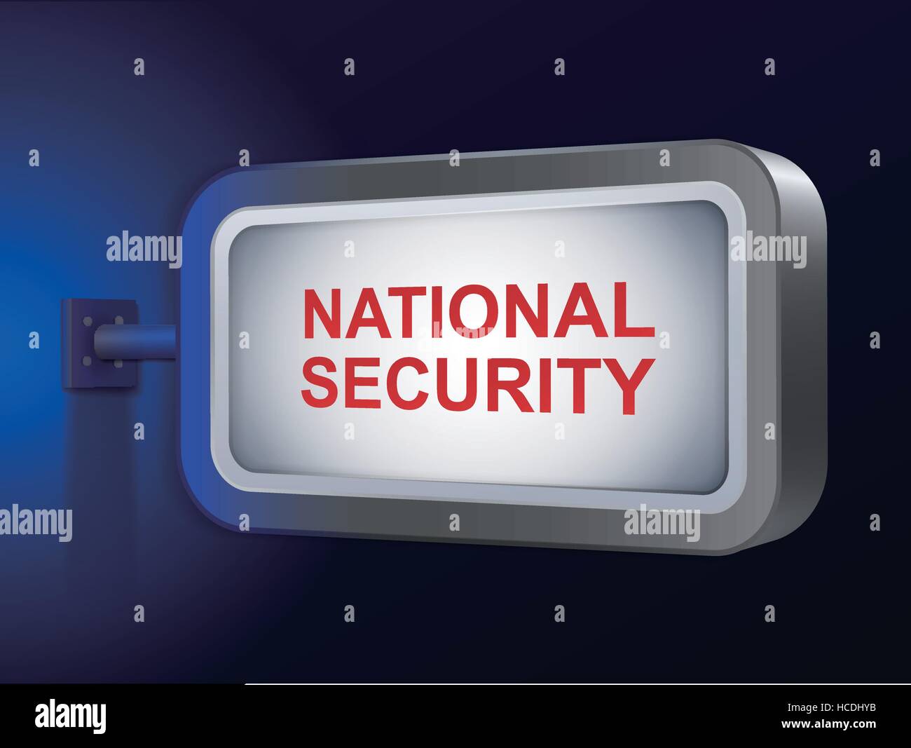 La sécurité nationale mots sur billboard sur fond bleu Illustration de Vecteur