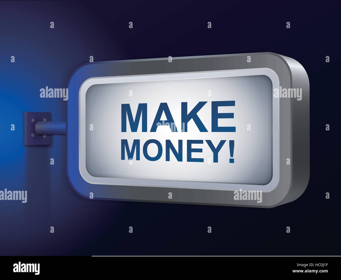 Faire de l'argent mots sur billboard sur fond bleu Illustration de Vecteur