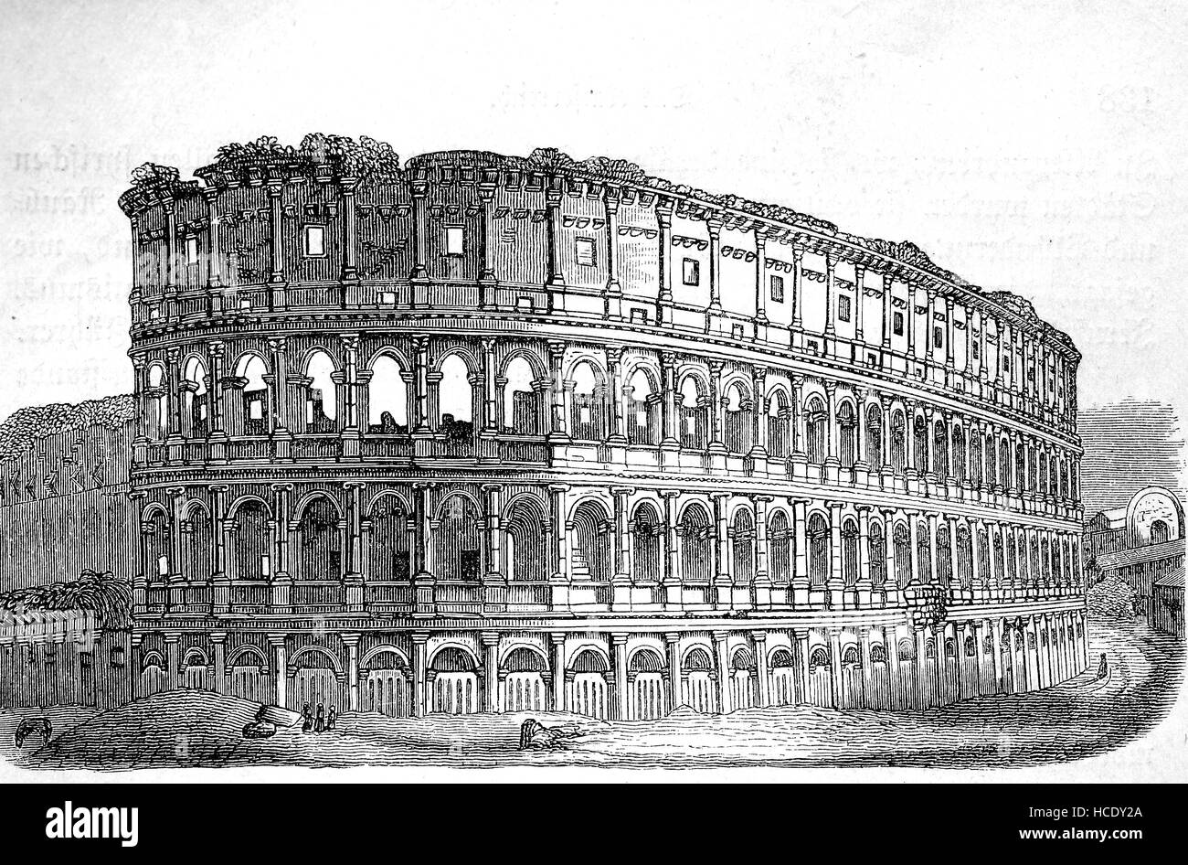 Colisée ou Coliseum, l'amphithéâtre Flavien, l'Anfiteatro Flavio, un amphithéâtre ovale au centre de la ville de Rome, Italie, construit 80 AD, l'histoire de la Rome antique, Empire romain Banque D'Images