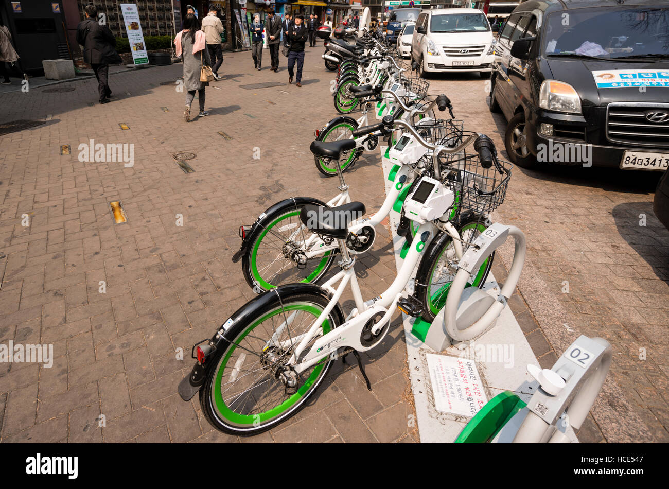 Séoul est Ttareungyi vélo libre-service, le système de partage de vélo pour les petits trajets, la Corée Banque D'Images