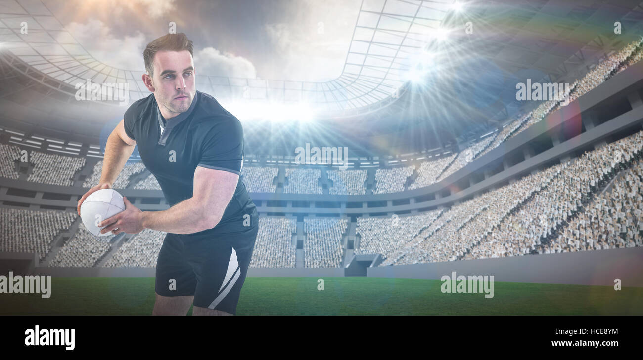 Image composite de rugby, lancer la balle 3D Banque D'Images