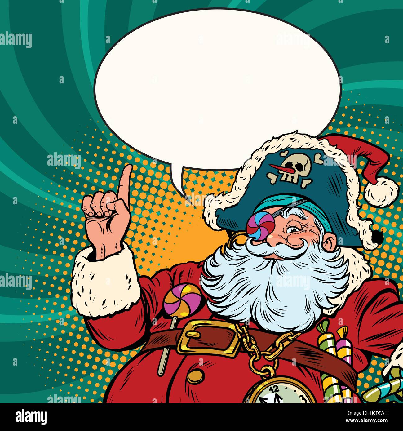 Père Noël pirate geste de pointage Illustration de Vecteur