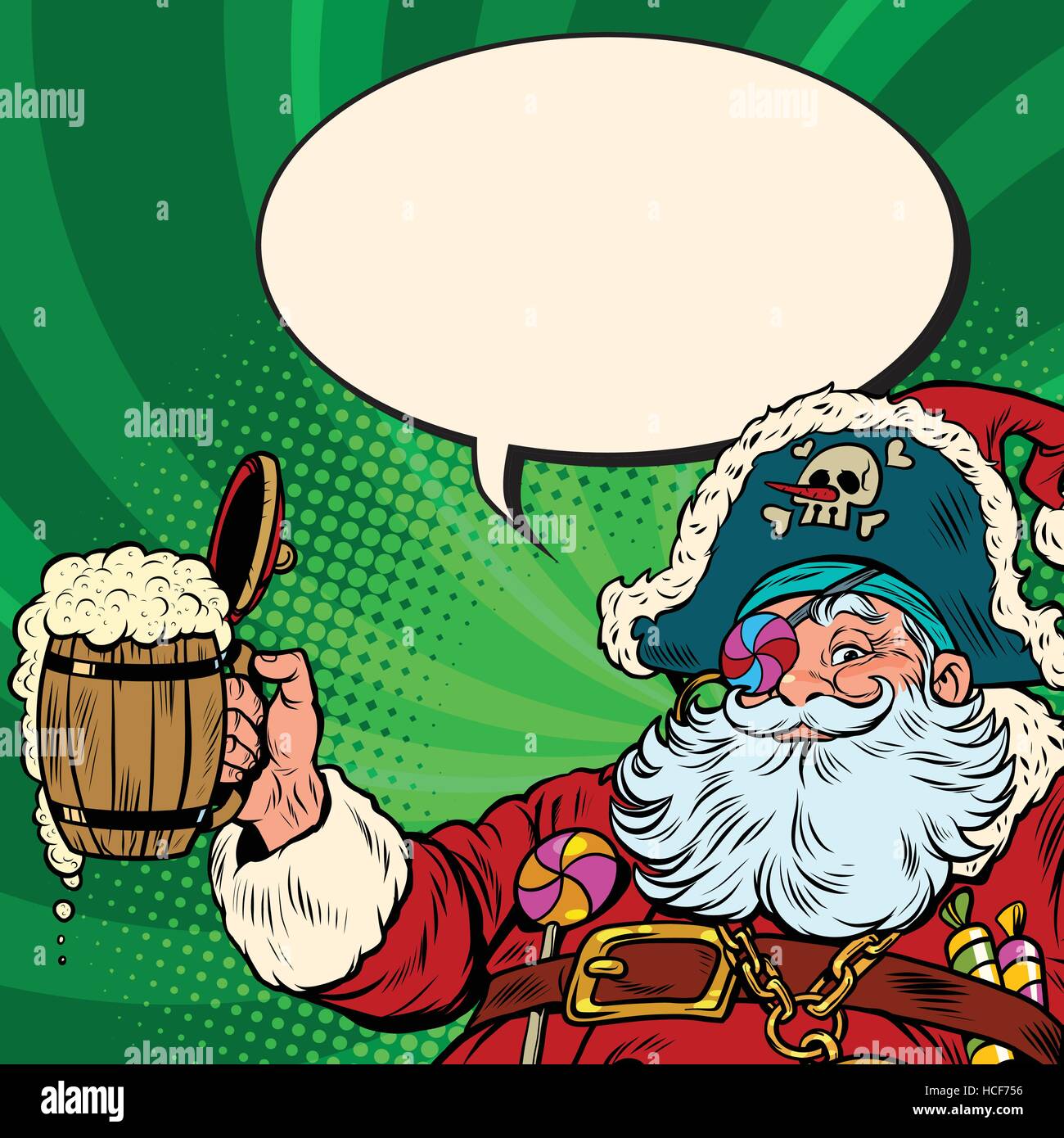 Le Père Noël la bière dans le pub irlandais Illustration de Vecteur