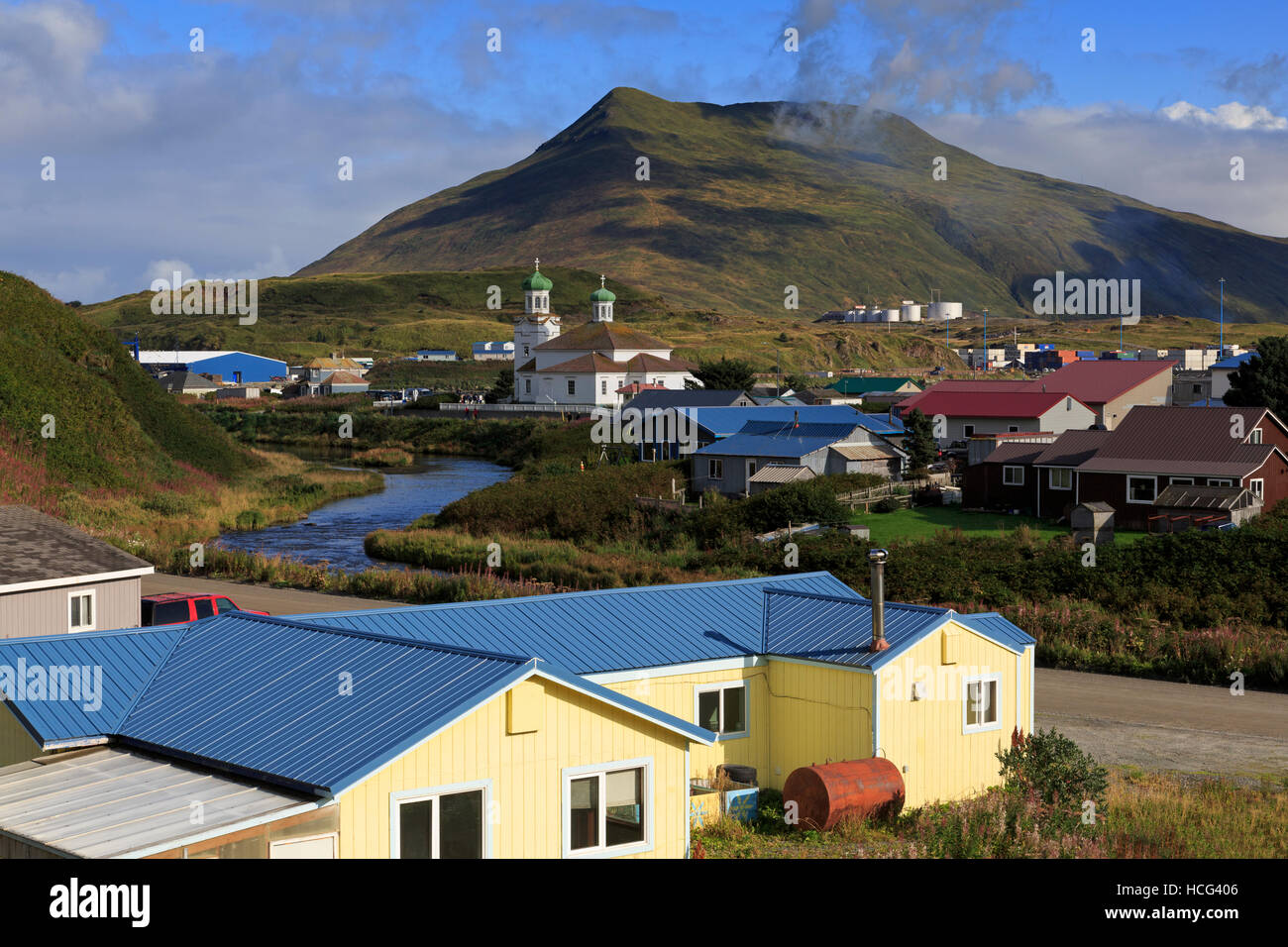 Ville d'Unalaska Unalaska, Île, Îles Aléoutiennes, Alaska, USA Banque D'Images