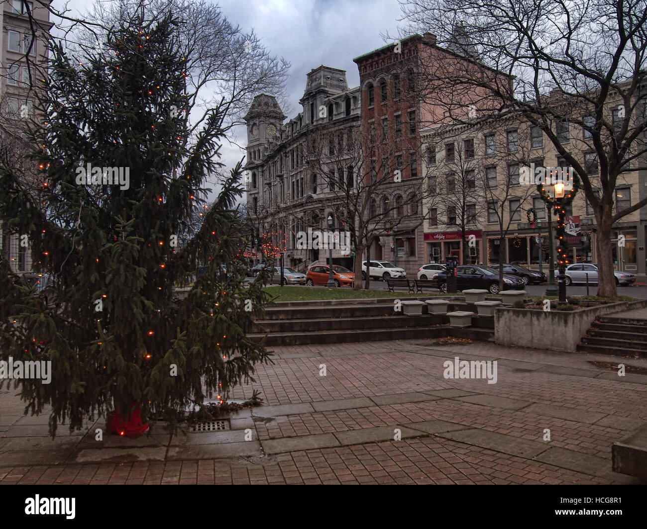 Hanover Square, Syracuse, New York à Noël Banque D'Images