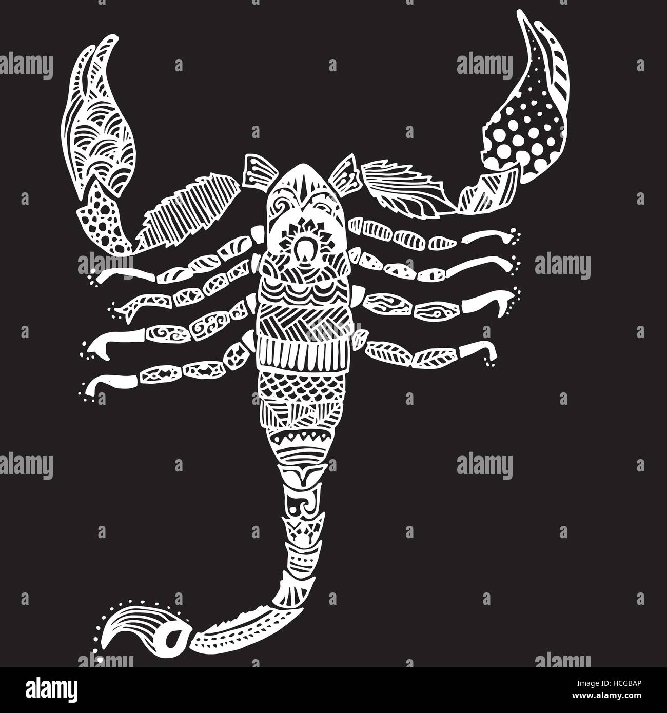 Doodle conception de scorpion. Livre de coloriage adultes. Vector illustration. Illustration de Vecteur