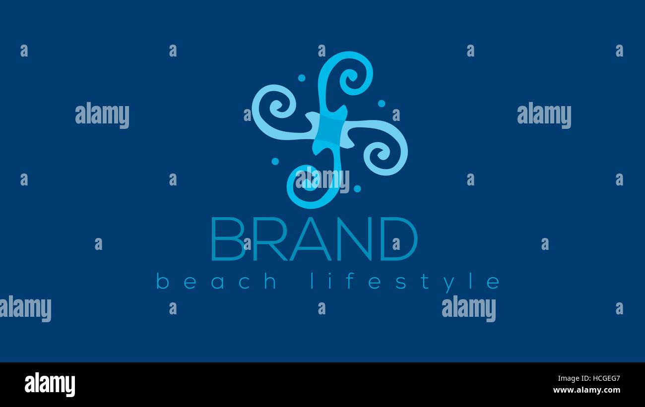 Plage logo vector design Illustration de Vecteur