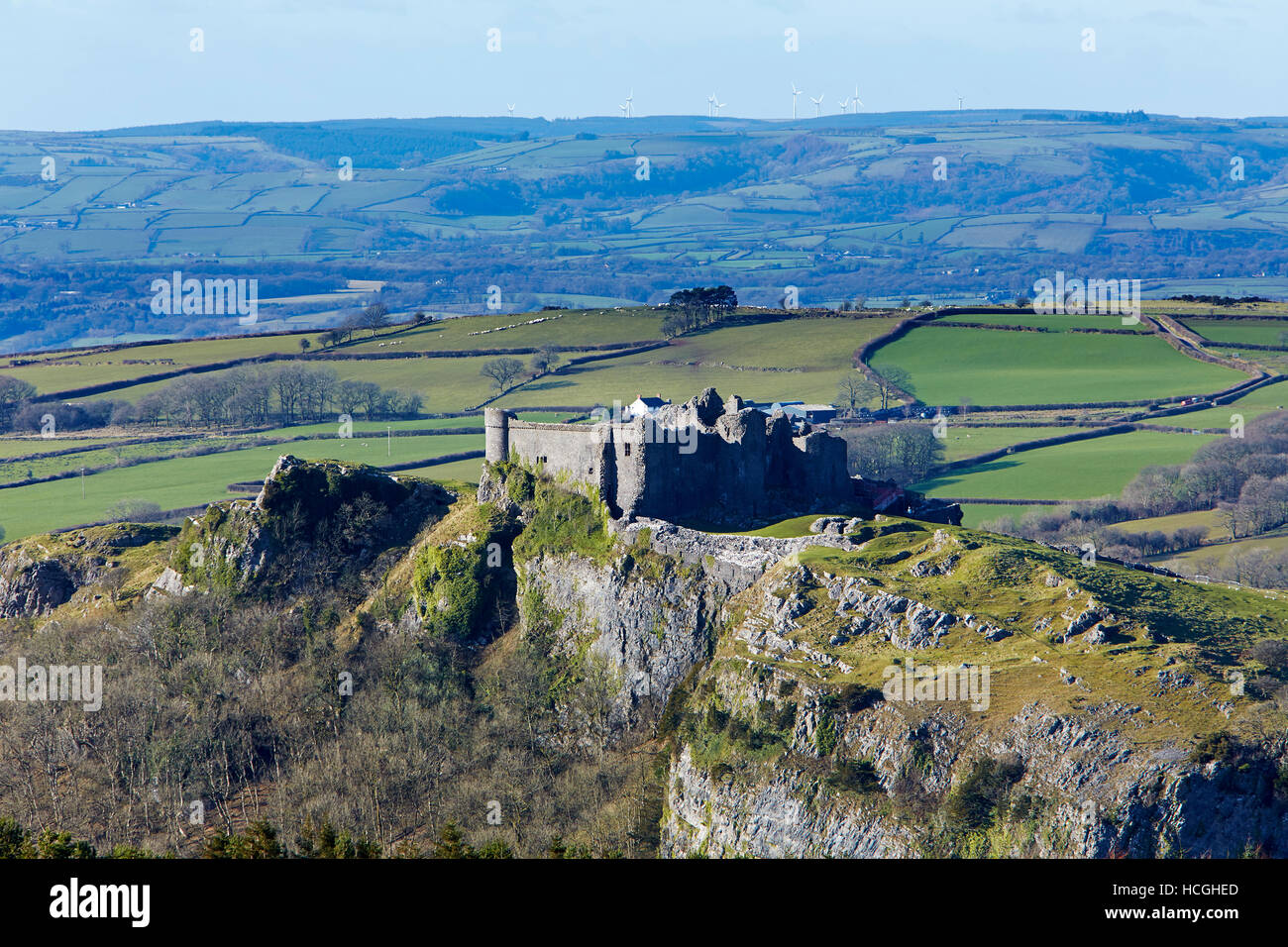 Carreg Cennen Castle, Carmarthenshire, Pays de Galles, Royaume-Uni Banque D'Images