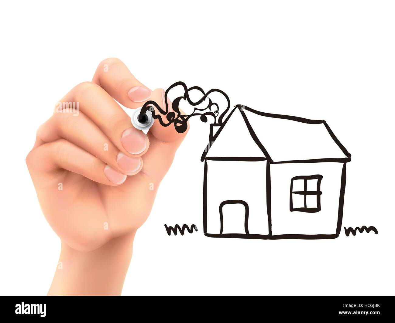 Chambre appelée par 3d Main sur fond blanc Illustration de Vecteur