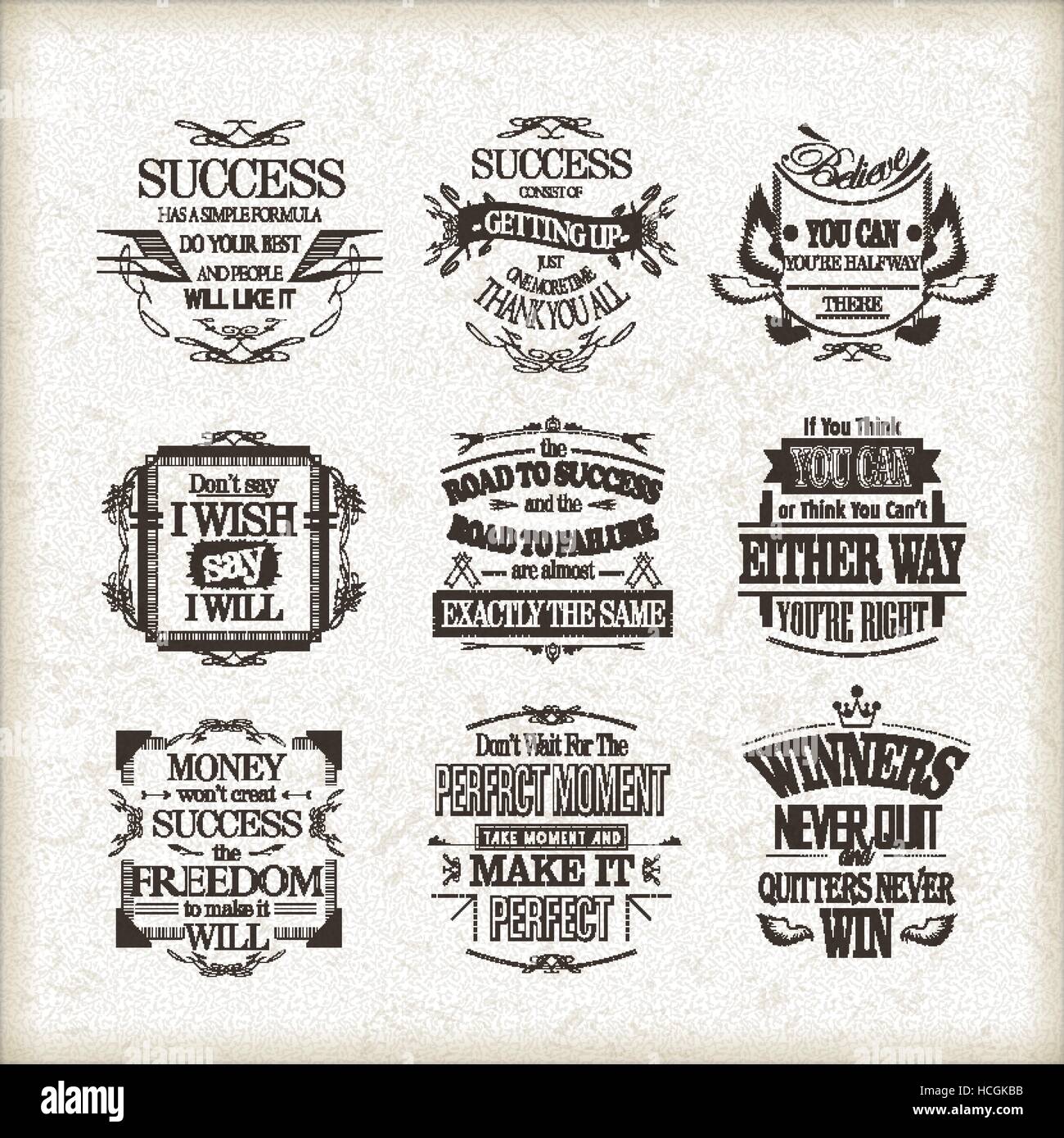Motivation Et Reussite Des Citations Inspirantes Set Isole Sur Fond Beige Image Vectorielle Stock Alamy